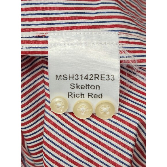 Barbour Skelton Shirt Men's L Long Sleeve Red Striped Button Down Regular Fit - Picture 7 of 8
